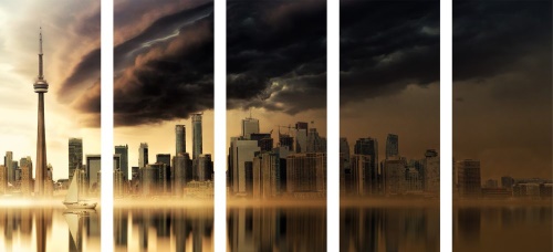 5-dílný obraz mračna nad městem