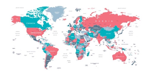 Obraz mapa světa s pastelovým nádechem