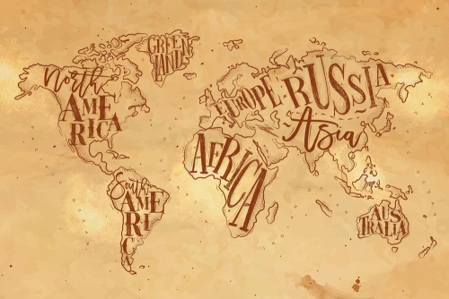 Obraz moderní mapa světa na vintage podkladě