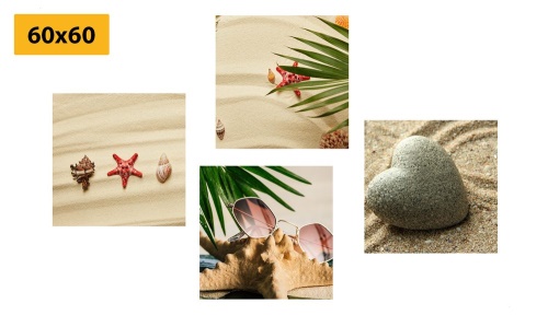 Set obrazů zátiší písečné pláže