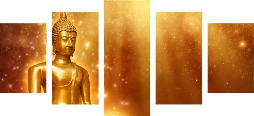 5-dílný obraz zlatý Budha