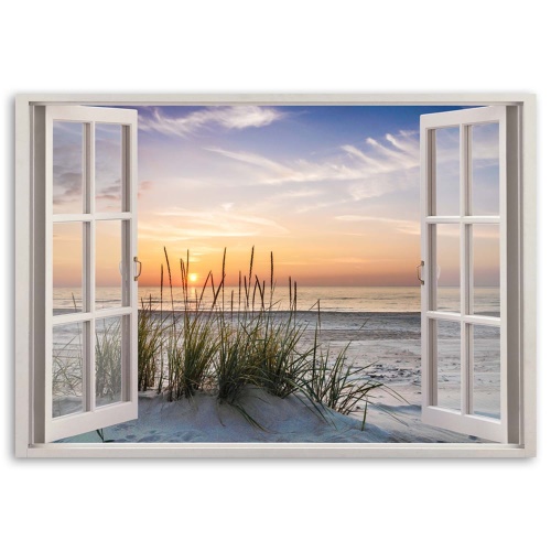 Obraz na plátně Pohled z okna na pláž