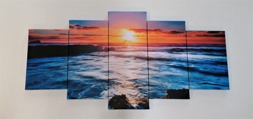 5-dílný obraz slunce nad mořem