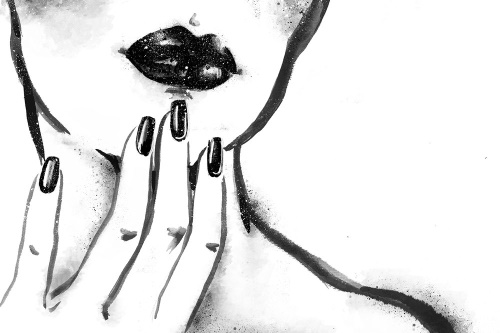 Tapeta akvarelový portrét ženy v černobílém provedení