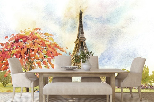 Tapeta v pastelových barvách Eiffelova věž