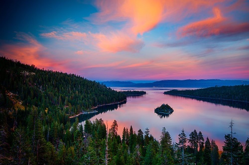 Fototapeta jezero při západu slunce