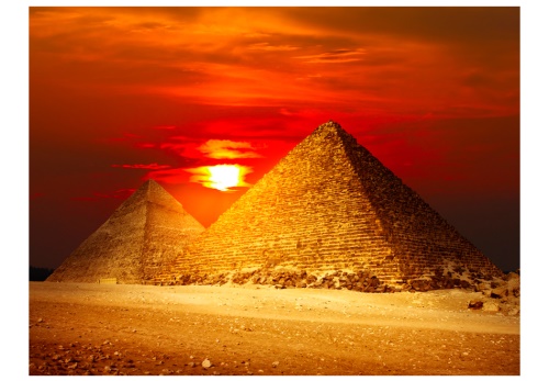 Fototapeta - Necropolis Giza - sunset