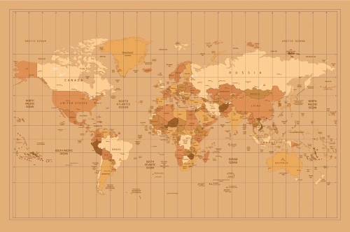 Tapeta mapa světa v béžovém provedení