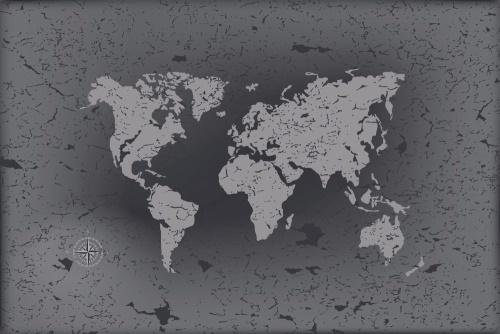 Tapeta retro mapa světa na abstraktním pozadí v černobílém