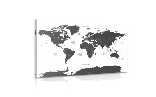 Obraz mapa světa s jednotlivými státy v šedé barvě