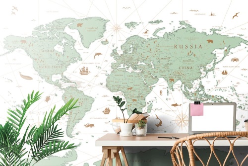 Tapeta mapa světa v zeleném provedení