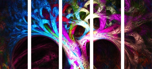 5-dílný obraz tajemný abstraktní strom
