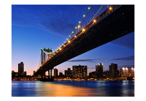 Fototapeta - Manhattan Bridge illuminated at night