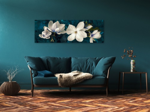 Obraz - Avant-Garde Magnolia (1 Part) Narrow Turquoise