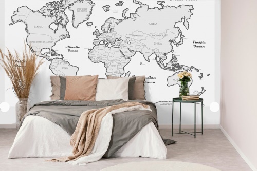 Samolepící tapeta mapa světa s šedým okrajem