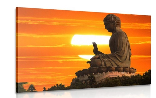 Obraz socha Budhu při západu slunce