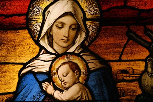 Samolepící tapeta Panna Maria s Ježíškem