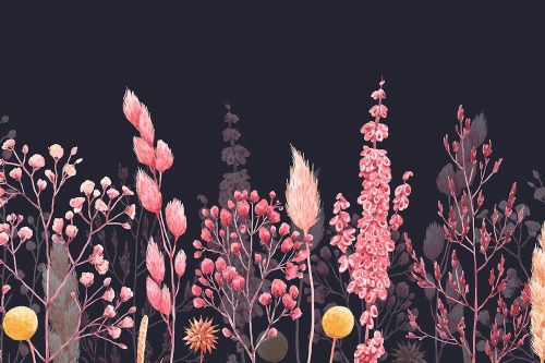 Tapeta variace trávy v růžové barvě