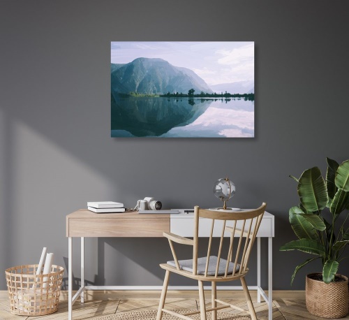 Obraz malovaná scenérie horského jezera