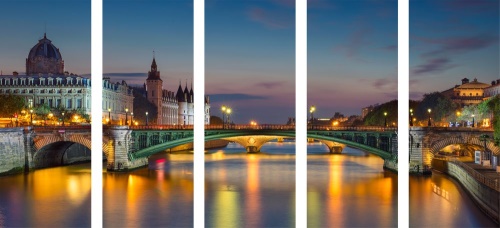 5-dílný obraz oslňující panorama Paříže