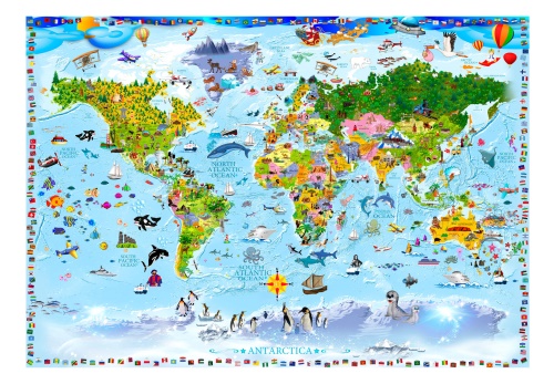 Fototapeta - World Map for Kids