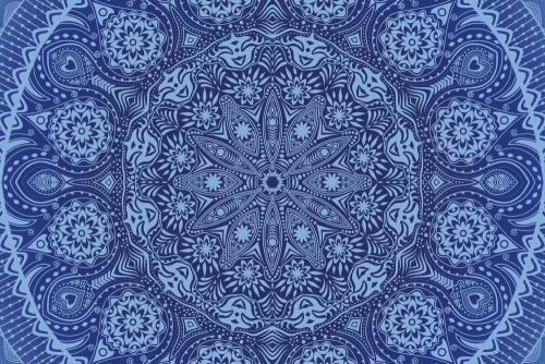 Samolepící tapeta okrasná Mandala s krajkou v modré