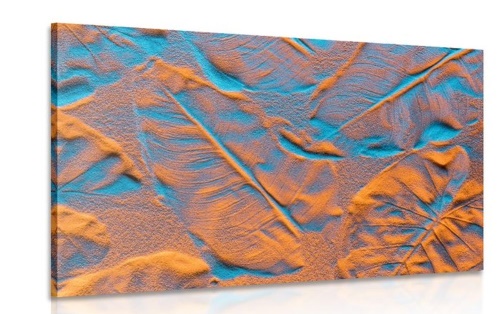 Obraz textura listů na písečné pláži
