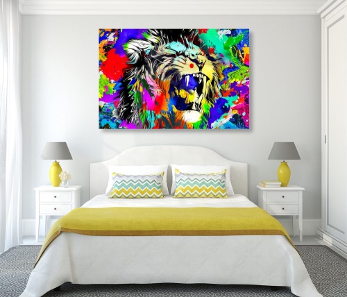 Obraz barevná lví hlava