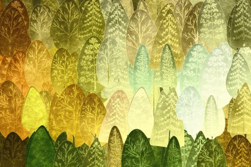 Samolepící tapeta zelené asymetrické stromy