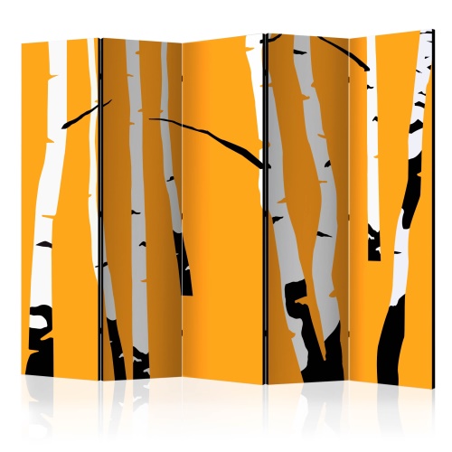 Paraván - Birches on the orange background II [Room Dividers]