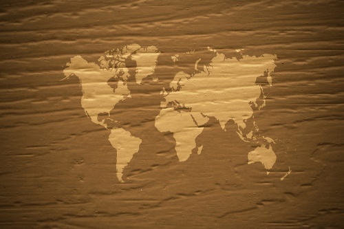 Tapeta mapa světa na hnědém pozadí