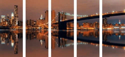 5-dílný obraz odraz Manhattanu ve vodě
