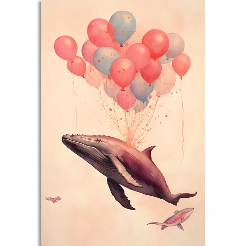 Obraz zasněná velryba s balony