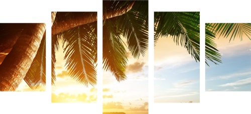 5-dílný obraz východ slunce na karibské pláži