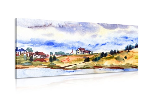 Obraz akvarel vesnice