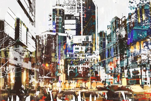 Obraz abstraktní panoráma města