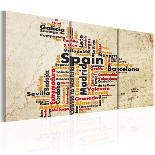 Obraz - Spain: text map in colors of national flag