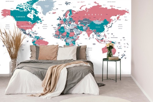 Samolepící tapeta mapa světa s pastelovým nádechem