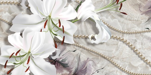 Obraz bílá lilie s perlami