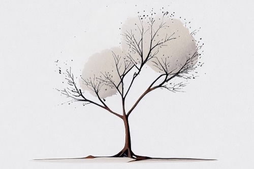 Obraz minimalistický strom bez listí