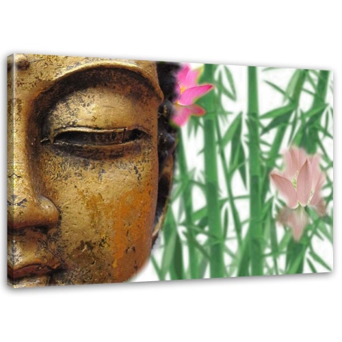 Obraz na plátně Gold Buddha Bamboo Zen Spa