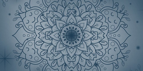 Obraz tmavě modrý květ Mandaly