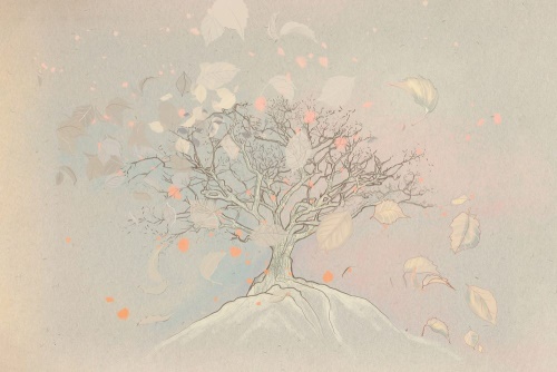 Tapeta kreslený podzimní strom
