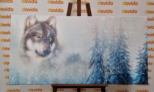 Obraz vlk v zasněžené krajině