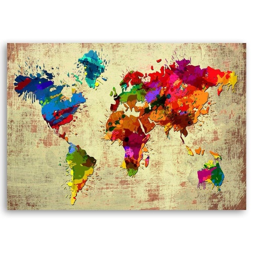 Obraz na plátně, Mapa světa Vícebarevná