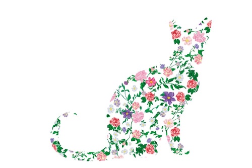 Samolepící tapeta kočka z květin
