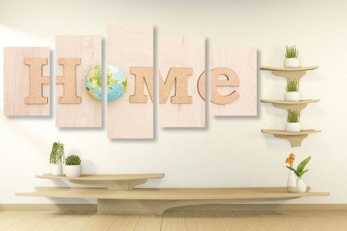 5-dílný obraz s nápisem eko Home