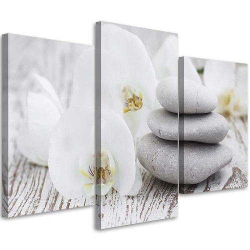 Obraz na plátně třídílný Orchid Stones Zen Spa