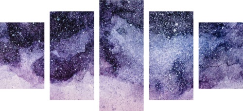 5-dílný obraz abstrakce noční oblohy
