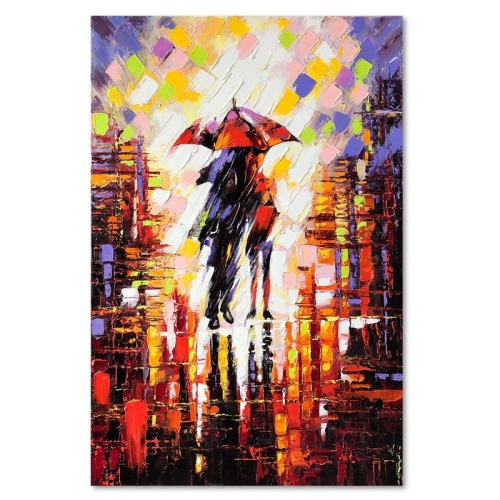Obraz na plátně Pár déšť barevné olejomalby